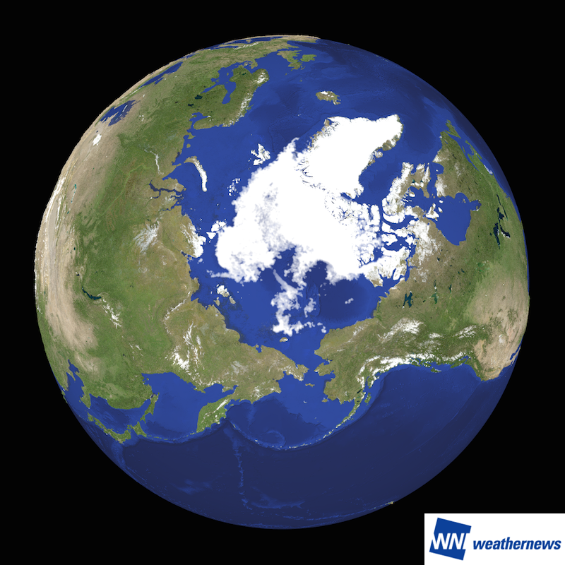 図 1.2016 年の最小面積となった 9 月 7 日の北極海の海氷分布