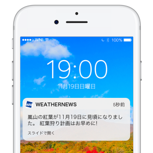 【紅葉スポット通知】全国の紅葉750名所の見頃到来をスマホにPUSH通知でお知らせ