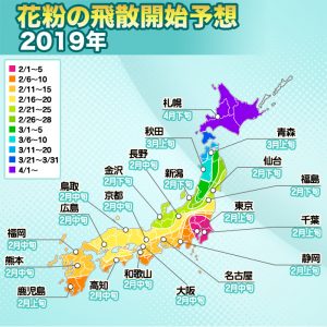【第二回花粉飛散傾向】花粉シーズン開始は2月初め、東日本を中心に6年ぶりの大量飛散か
