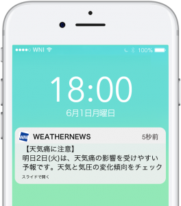 天気痛対策の強い味方、翌日の痛みリスクを通知する“天気痛アラーム”を追加