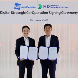 ウェザーニューズとHD Hyundai Marine Solution、海上物流の最適化に向けたMOU締結